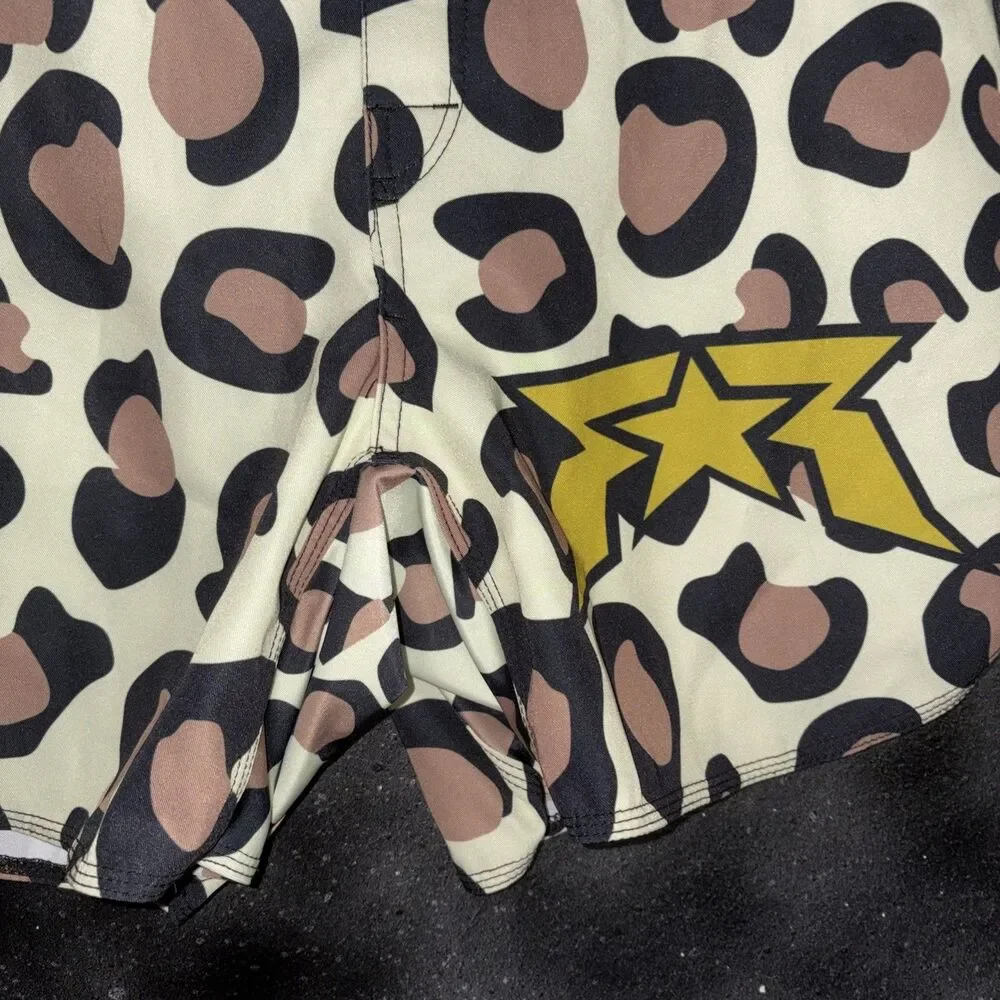 Women’s Fightwear  MMA Training Boxing Fighting Shorts Size XL Leopard  Rockstar